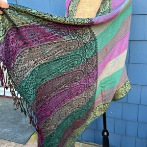 💜🖤💙Multicolor Paisley Shawl Wrap pink blue black wrap shawl